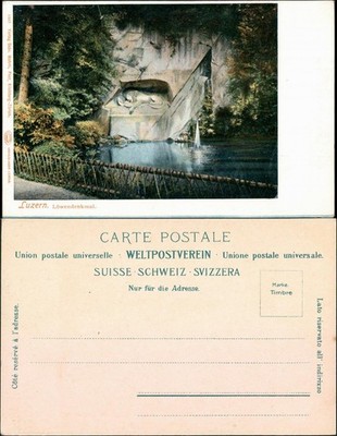 Postcard Lucerne Lucerna Lion Monument 1900