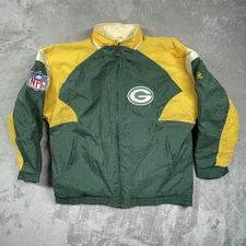 Vintage Green Bay Packers Jacket Mens NFL Football Green Yellow Winter 90s