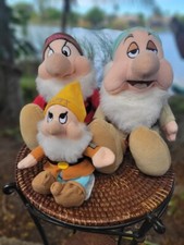 Lot of 3 Disney Snow White and the Seven Dwarfs Sleepy Happy Grumpy Plushes.
