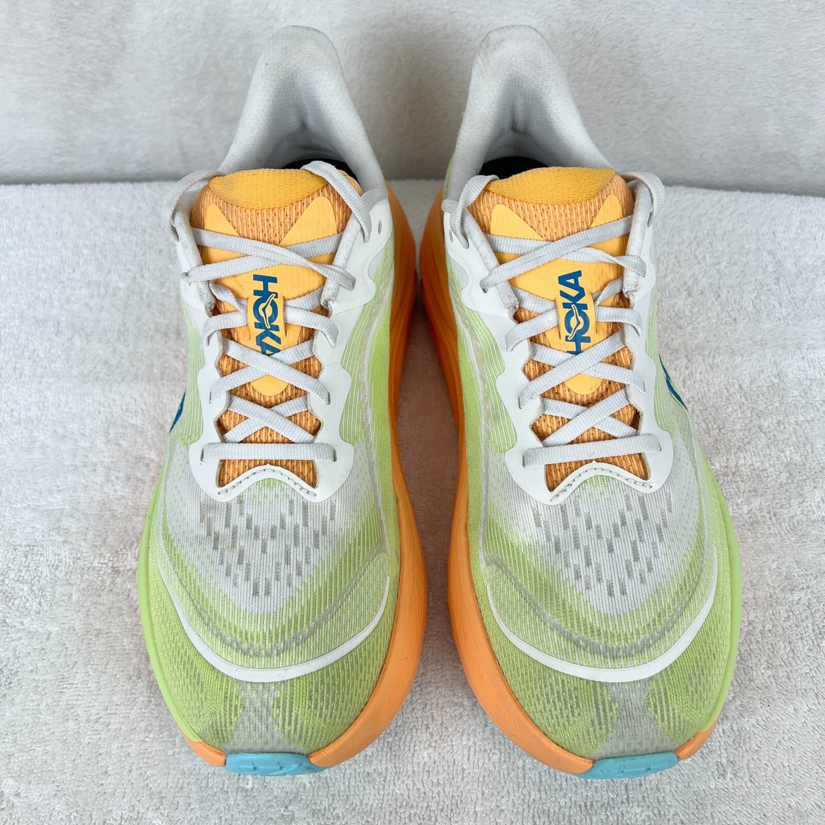 Hoka Skyflow Running Shoes Mens 11.5D Green Orange Sneakers 