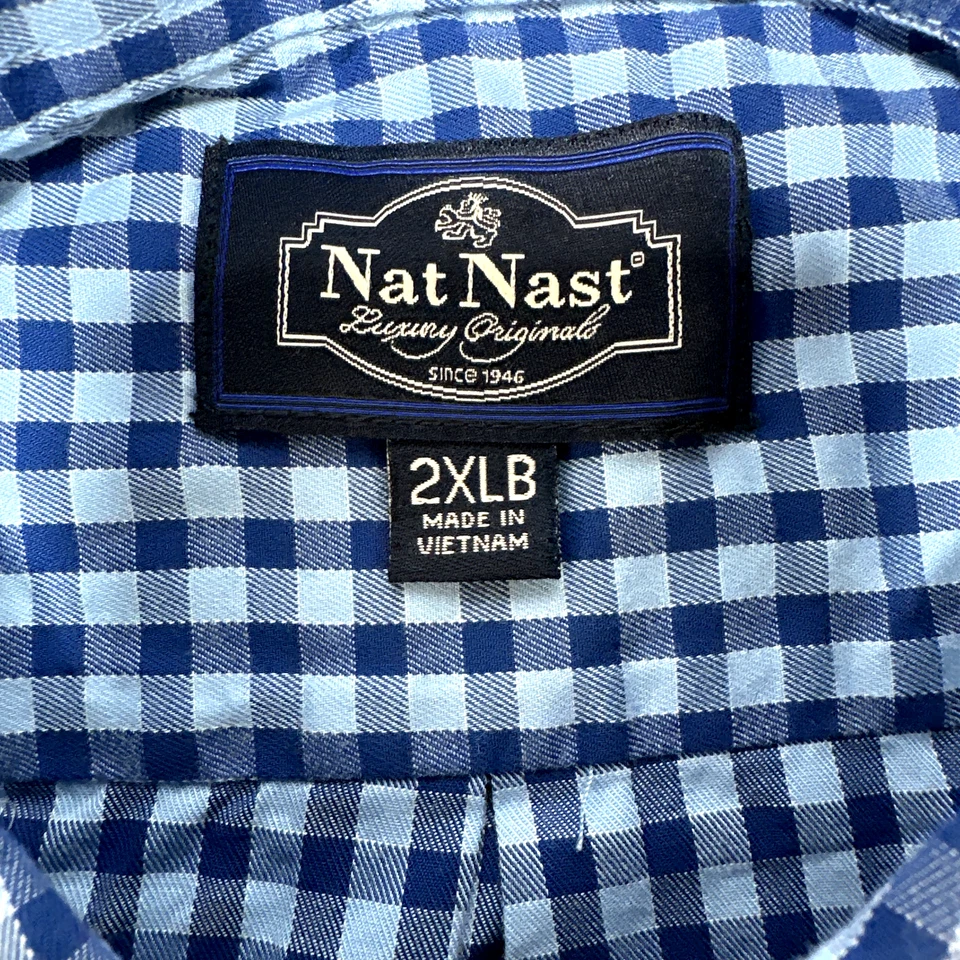 Nat Nast Shirt Men's 2XLB Plaid Long Sleeve Button Down Luxury Originals Cotton - Image 3 of 4