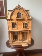 Unfinished Victorian Wooden Dollhouse DIY Kit w/ Complete Miniature Furniture Se