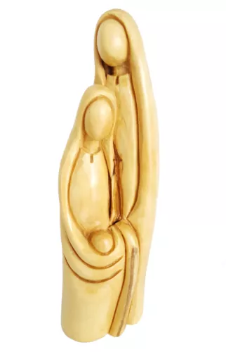22 cm mother child olive wood sculpture figure family father rainbow image 2