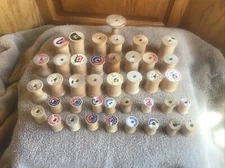 Vtg Wooden Sewing Thread Spools Lot (40) Empty Assorted Sizes Brands Make Offer