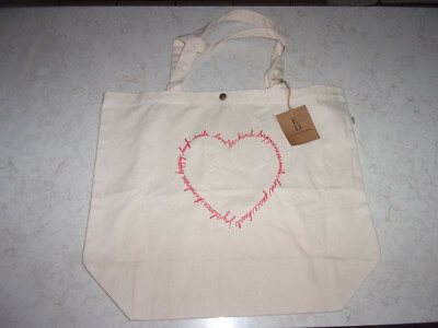 BE KIND ELLEN ED CANVAS BEIGE TOTE BAG NEW WITH TAG SUCH NICE WORDS!