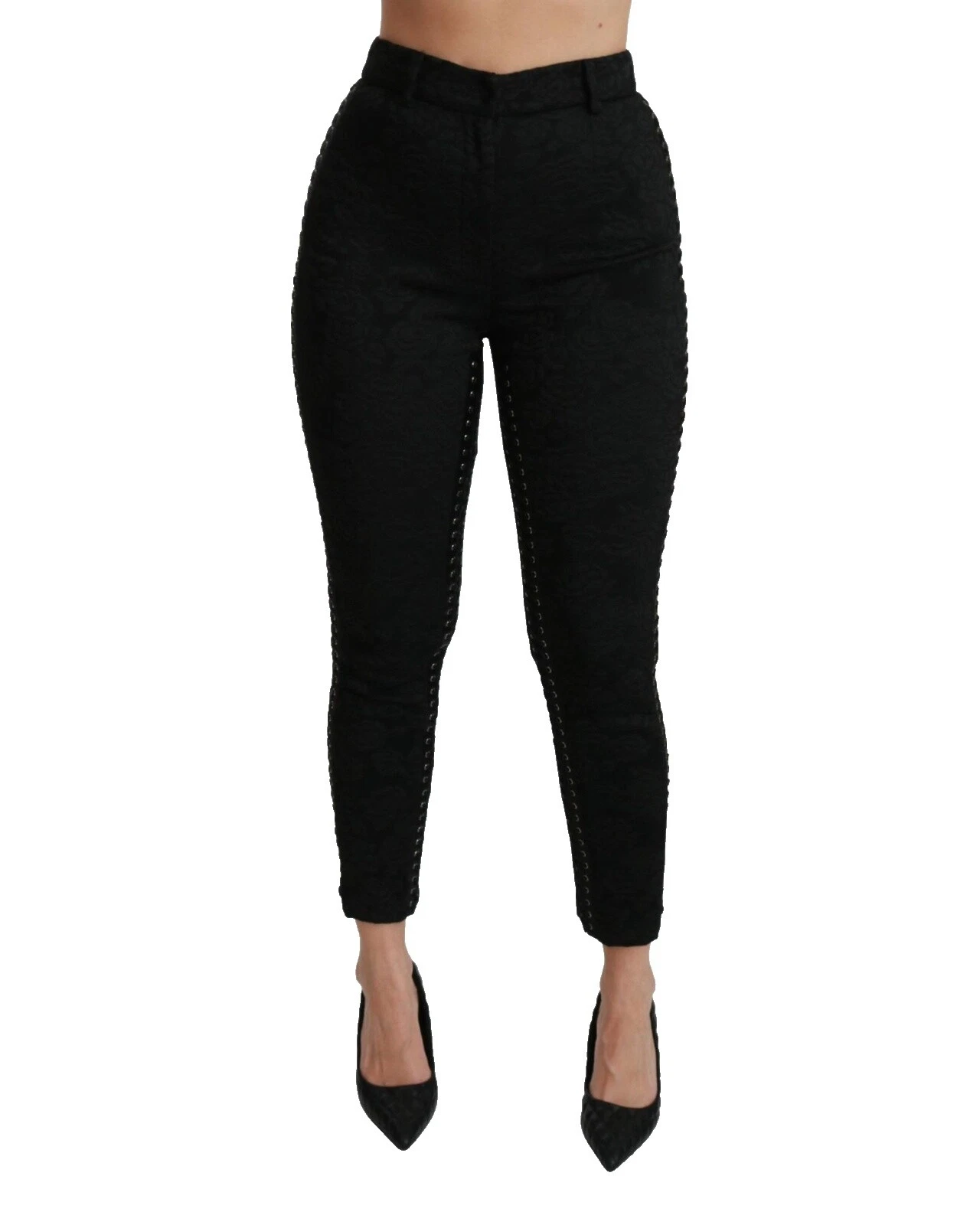 Dolce&Gabbana Leather Black Pants for Women