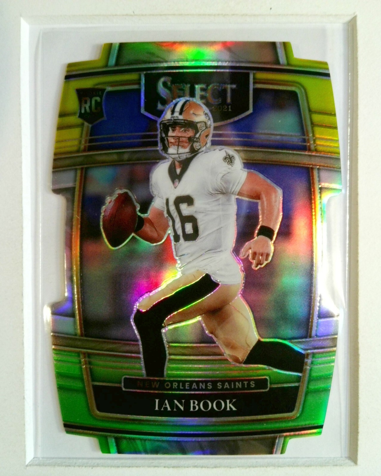 #79 Ian Book RC 2021 Select Football Green/Yellow Prizm Die-Cut Concourse