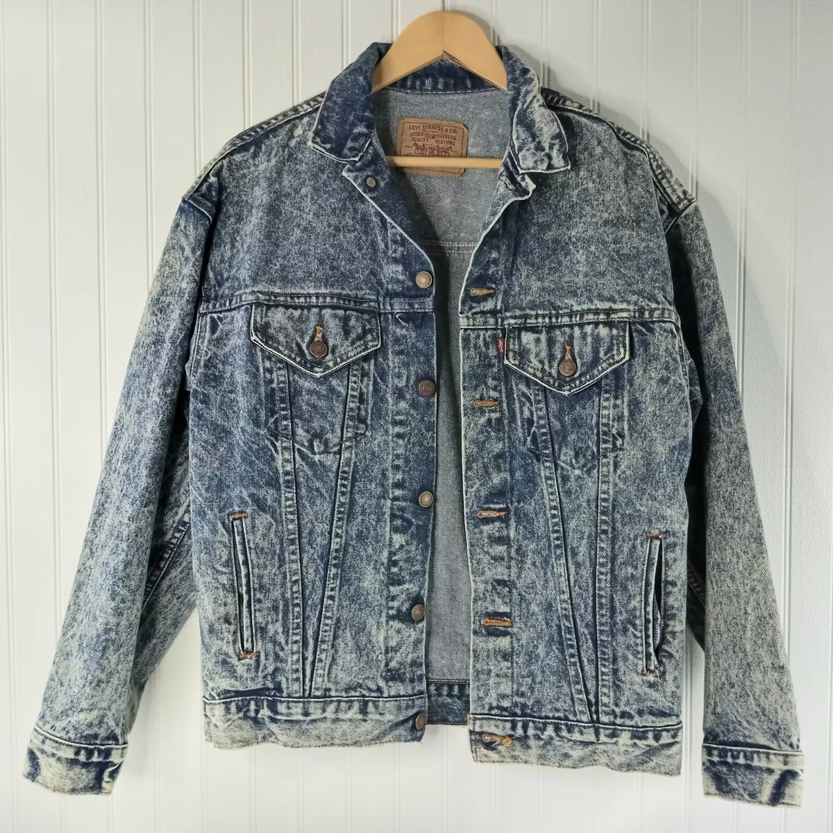 Vintage 80s Levis 57508-0209 Womens XL Acid Wash Jean Jacket Made In USA