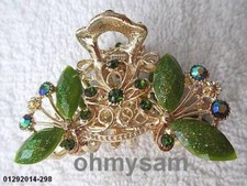 CLOSEOUT 3 1 NEW VINTAGE STYLE COLOR METAL HAIR CLIP / FLAT COMB / STONE 2 "