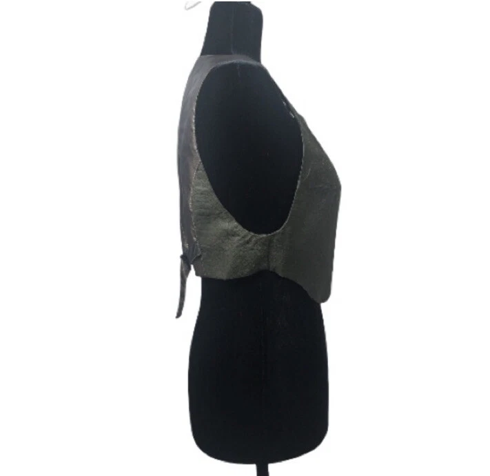 Bebe Mujer Negro Imitación Cuero Serpiente Chaleco Sin Mangas Talla: Mediana Foto 4 de 4