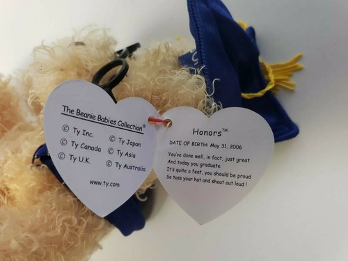 2006 TY Beanie Baby Graduation Plush Brown Bear. Blue Graduation Cap with 2006 - Picture 10 of 10