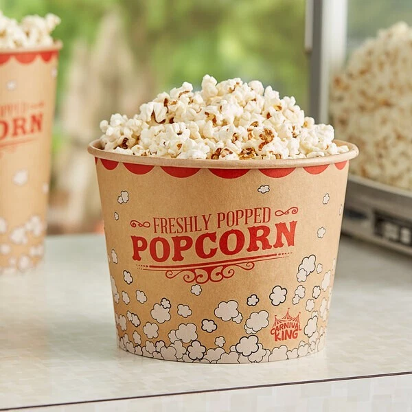 (150-Pack) 85 oz. Round Paper Movie Theatre Concession Popcorn Bucket - Image 4 of 4
