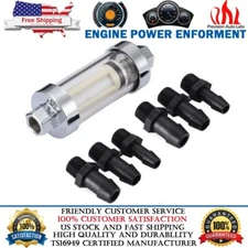 Universal 1/4" 5/16" 3/8" Clearview Glass Reusable Washable Inline Fuel Filter