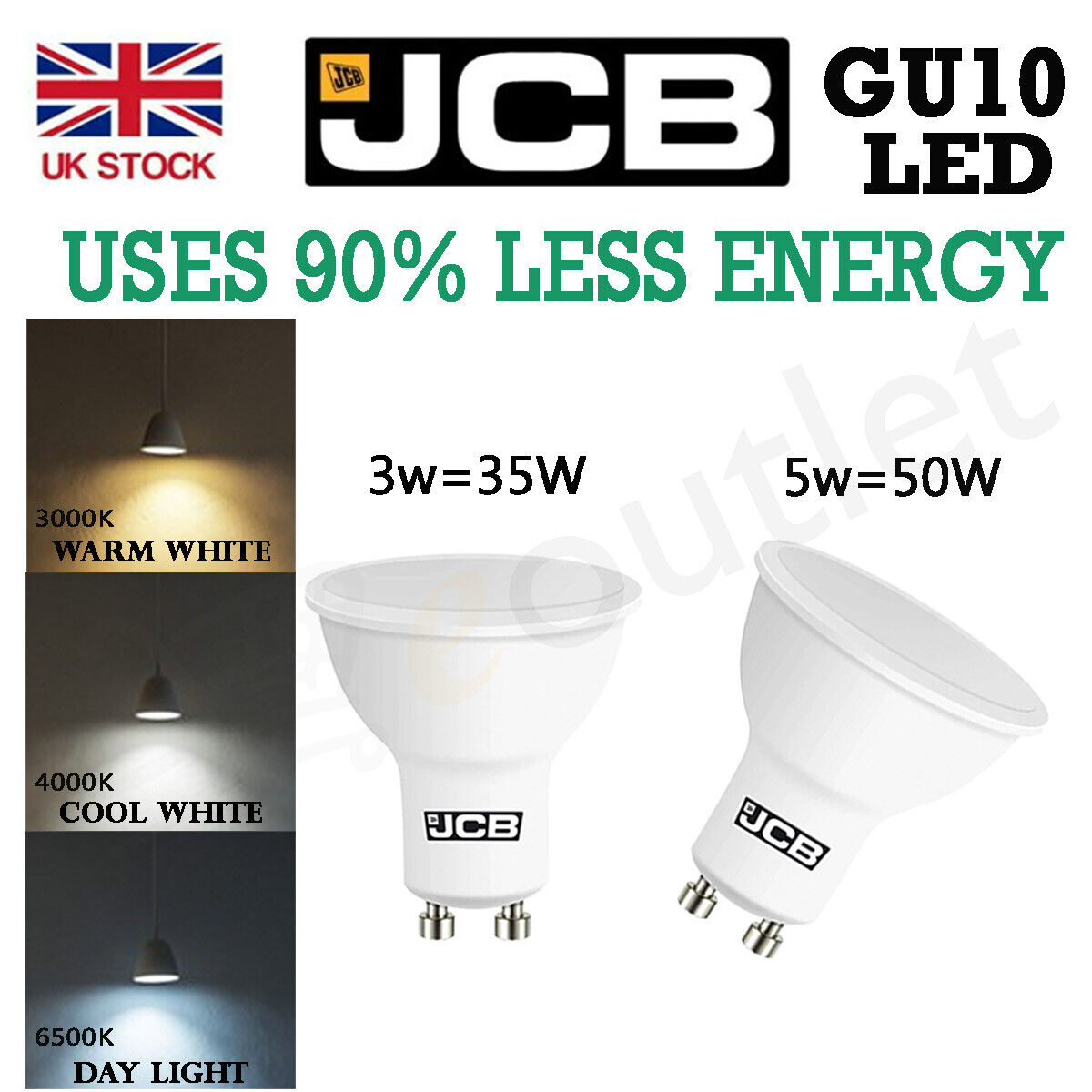 LED GU10 Bulbs 3w=35w 5W=50W Spot Light Lamp Downlight Warm Cool Day White