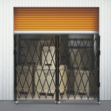 Double Folding Security Gate Folding Door Gate 5-3/4'H x 10'W Scissor Gate NEW