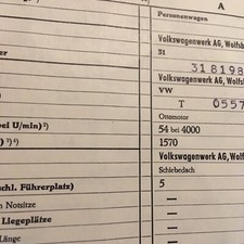 Volkswagen 1600  VW Brief Typ 31 1570 ccm 54 PS 1968 Original Fahrzeug Papiere