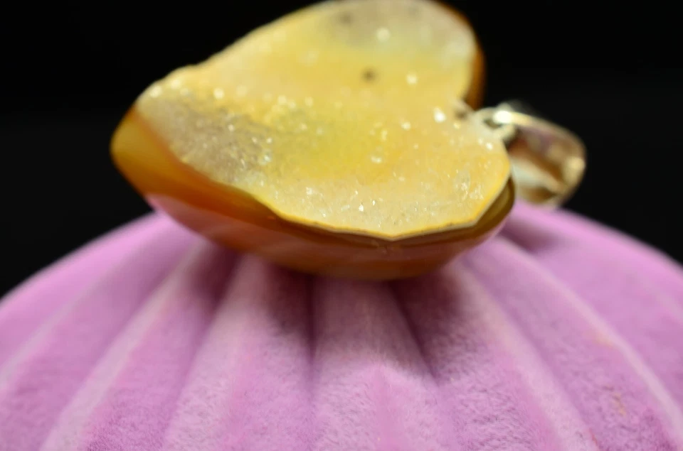 925 Sterling Silver drusy heart pendant charm - Image 2 of 4