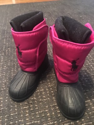 Polo Ralph Lauren pink Rain Duck snow winter boots size 13 Youth