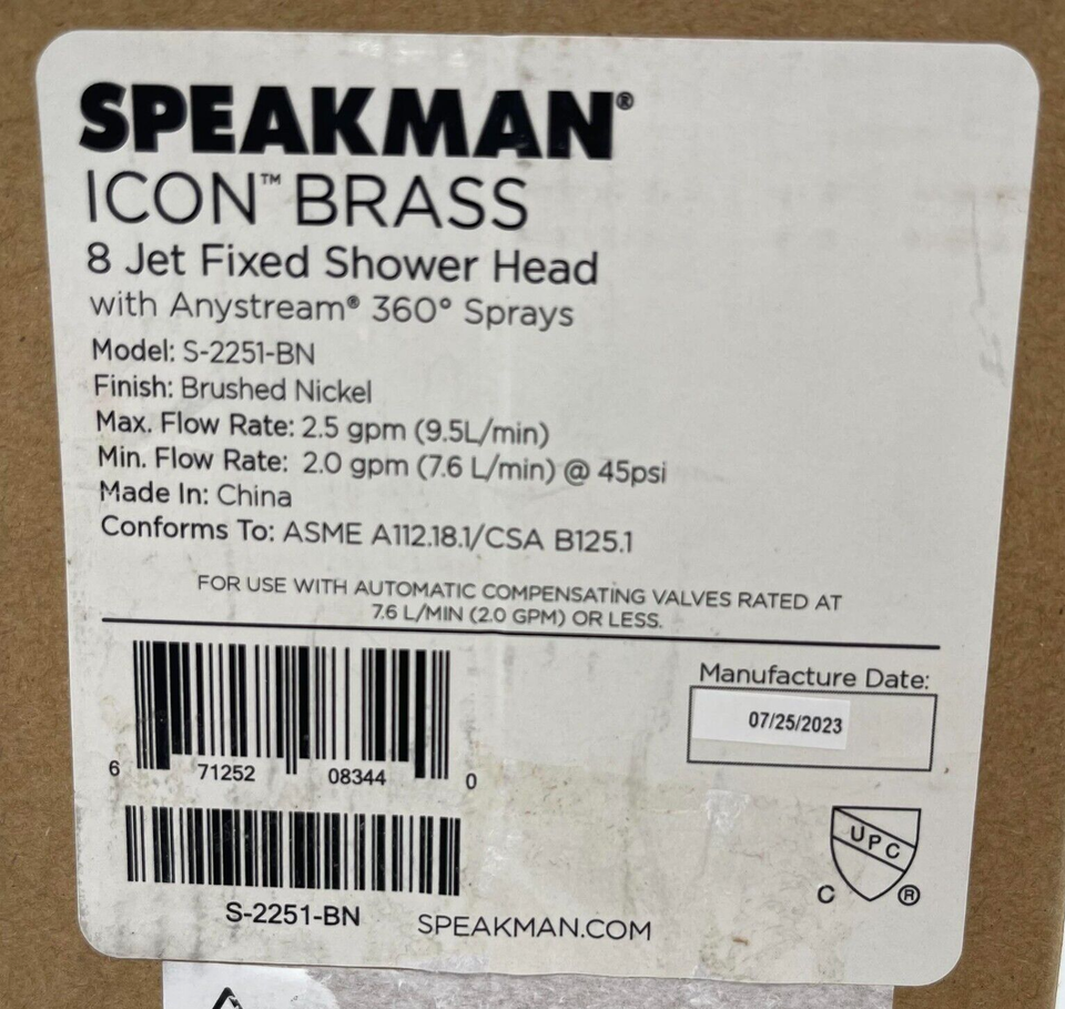 Speakman S2251BN Icon Anystream High Pressure Adjustable Shower Head