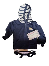 Two Feet Pitt Panthers Newborn Infant Striped Hooded Creeper Sweatshirt 6 Months