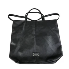 LONDON FOG Laura Large Slouchy Tote Bag Vegan Leather Black Everyday Travel Boho