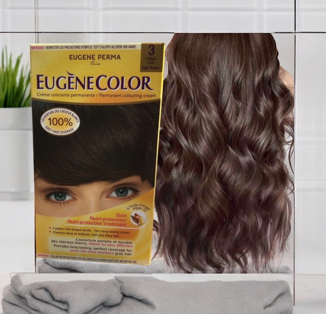 Colorante Eugène Color Perma N3 Châtain Clair Lot de 2 boîtes pour cheveux