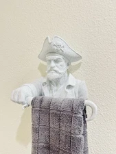 Pirate Towel Holder Wall Mount - Nautical Bathroom Decor Coastal Sculpture Art
