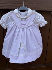 Vintage Cradle Togs Baby Heirloom Lavender Lace Floral Embroidered Dress 9-12M