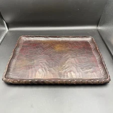 Vintage Wooden Carved Serving Tray Decorative Dish Scalloped