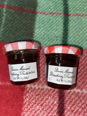 Bonne Maman Set of 2 Strawberry Preserves Mini 1oz Glass Jar New Sealed