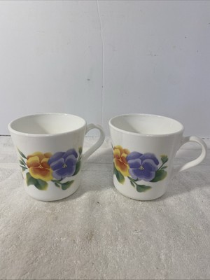 Corning Corelle Summer Blush Pansy Coffee Tea Cups Set Of 2