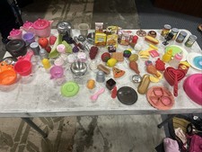 HUGE LOT 100 Pretend Food Kids Play Kitchen Pizza Fries Fruit Donuts cans