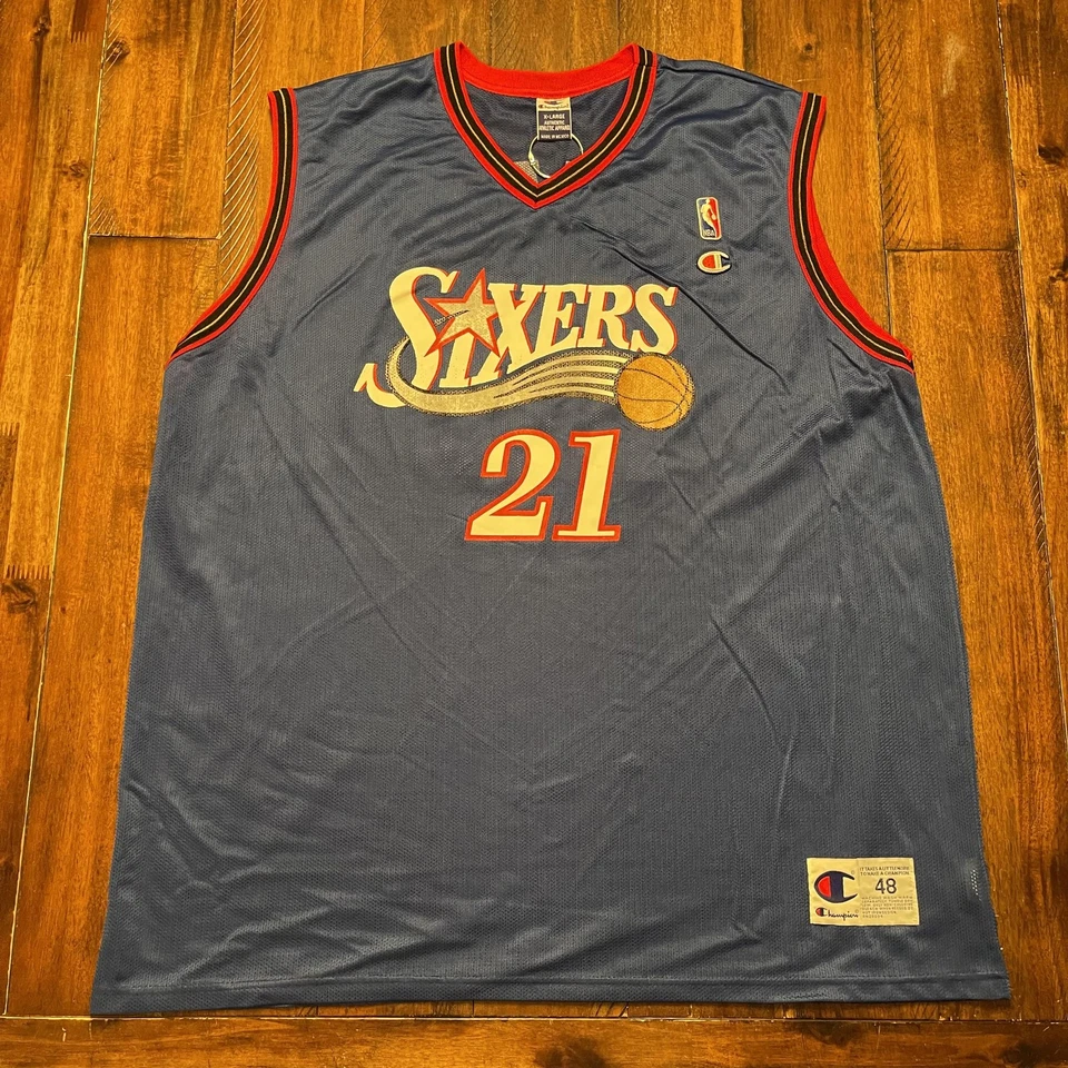 Philadelphia 76ers Jersey Mens XL Gray NBA Basketball Larry Hughes 21 Champion - Image 3 of 4