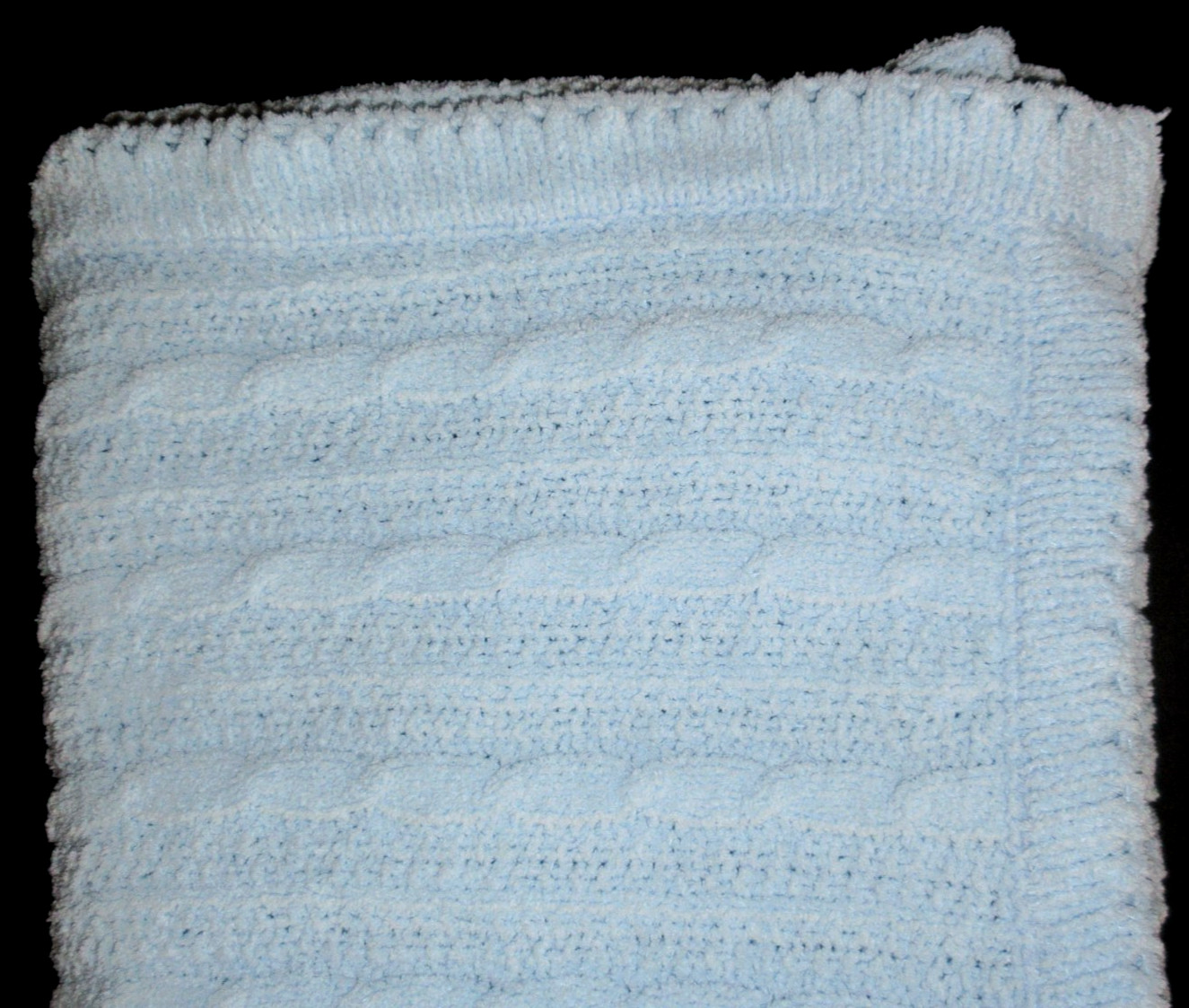 Cuddle Time Baby Blanket Blue Cable Knit Rope Chenille Knit Security 35x40