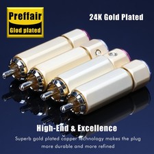 Preffair 4pcs Hi-END 24k Gold Plated RCA Connector Plug HIFI Male Connector Jack