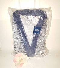 Ulta Blue White Plush Long Bath Robe for Men One Size 2025