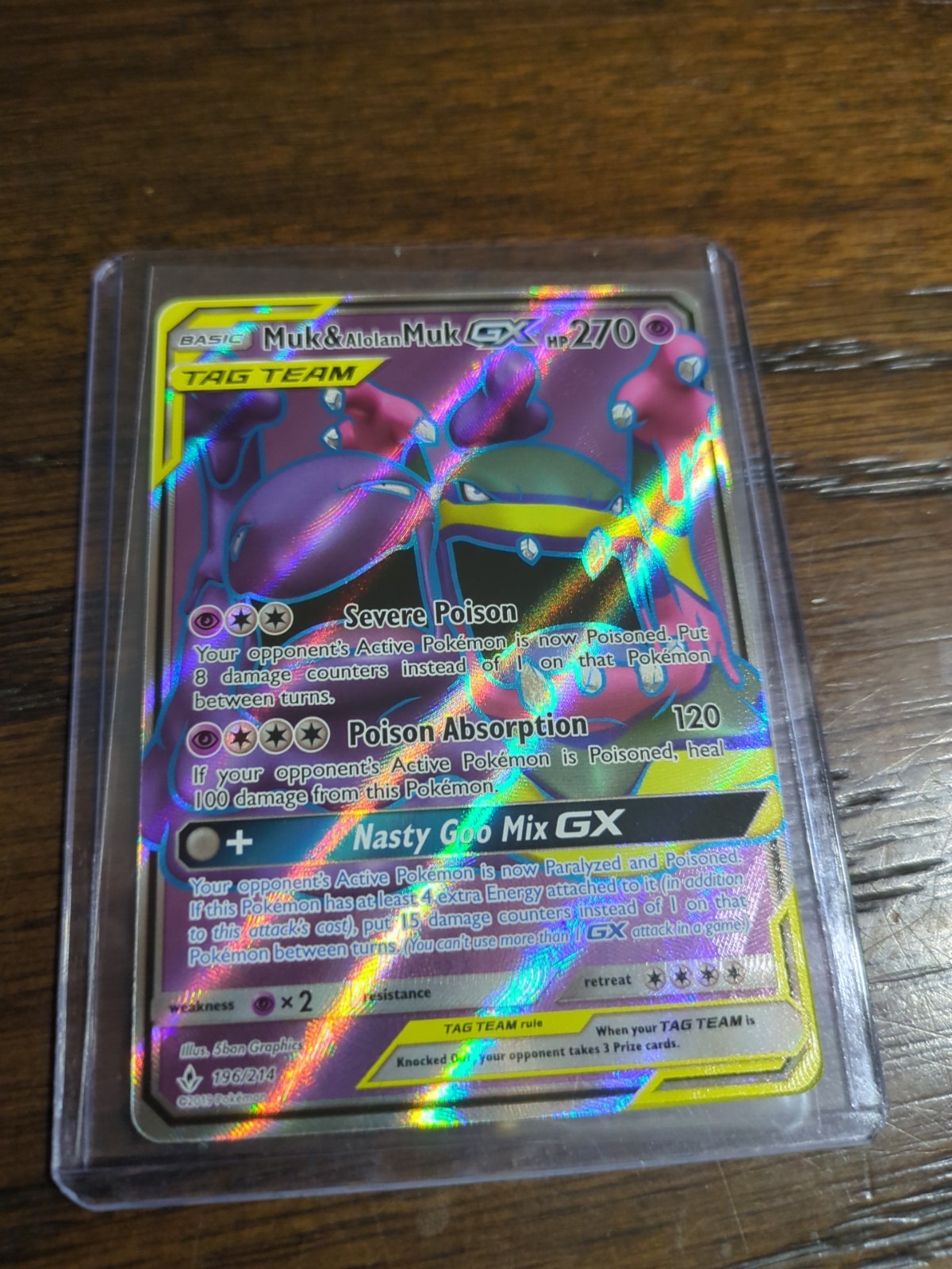 Pokemon TCG Muk & Alolan Muk GX (Full Art) 196/214 Sm-Unbroken Bonds Holo NM