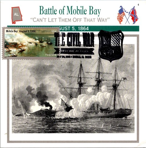 Dr Jim Stamps Maximum Card Mobile Bay 1864 Forever The Civil War Fdc