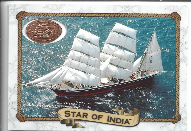 Laminated Card featuring Elongated Penny STAR OF INDIA San Diego CA
