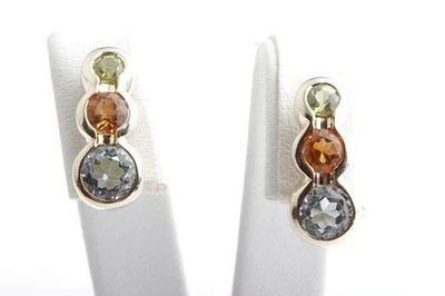 Topas Citrin Peridot Ohrringe Ohrstecker 375 9K Gelb Gold Länge 1,6cm # - Bild 1 von 4