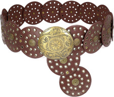 Wide Disc Belt for Women Boho Disk Concho Leather Belts Western Waist Belts for
