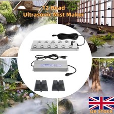 12 Head Ultrasonic Mist Maker Pond Fogger Mister Machine 9L/h Garden, Fish Tank