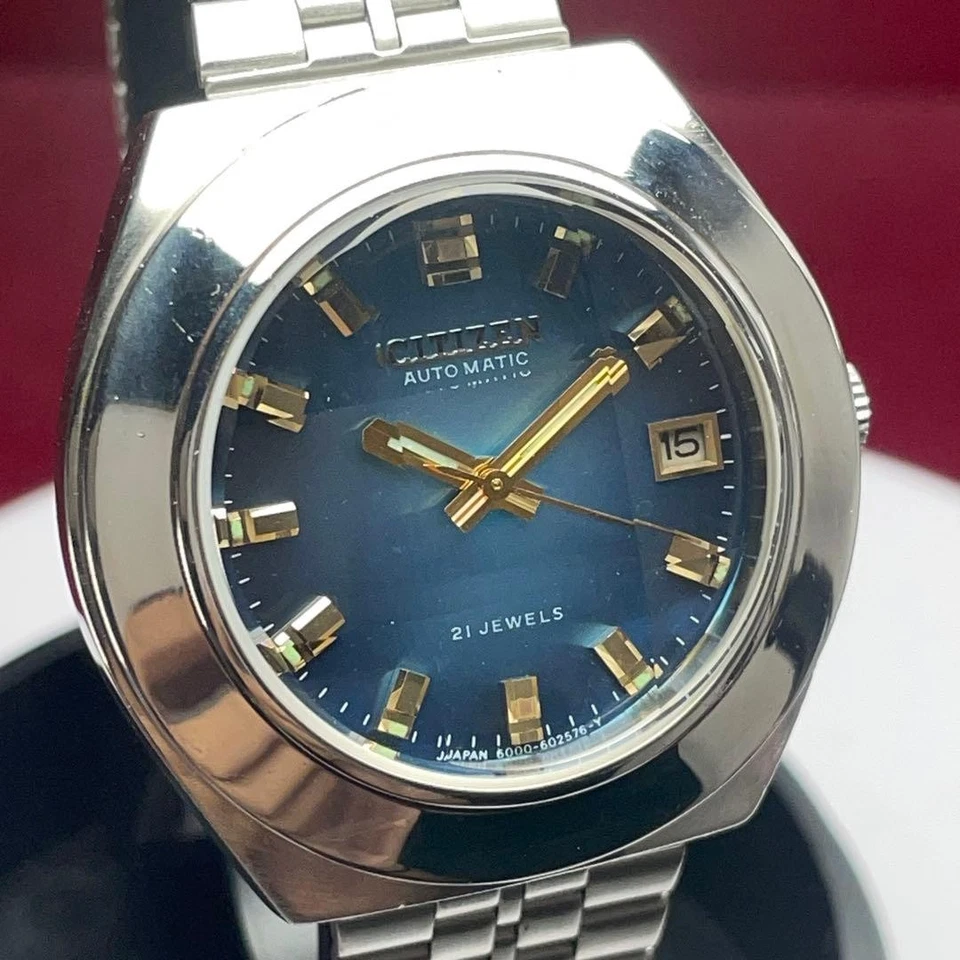 Citizen Automatic Vintage Watch 21 Jewels Blue Gradient Dial 9 Facet Glass - Image 3 of 4