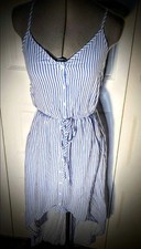No Comment Striped Shirt Dress Hi- Low Hem Size Medium