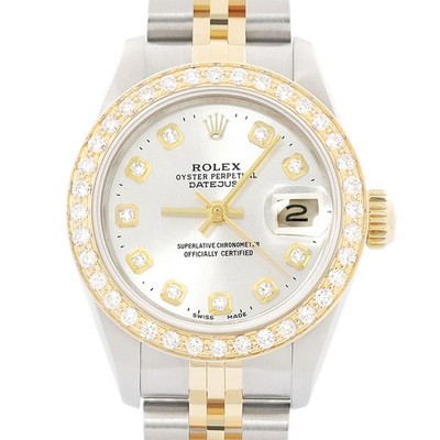 Rolex Datejust 18K Yellow Gold & SS Silver Dial Diamond Jubilee Watch 69173