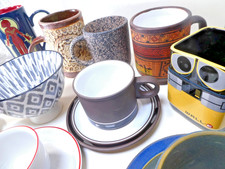 Vintage Unique Art Pottery Coffee Mug Cup Stoneware Aztec Quantock Wall E Poole