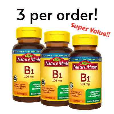 #ad #ad 3 x Nature Made Vitamin B1 100 mg Dietary Supplement Energy Metabolism Support $15.95