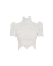 Zimmerman Embroidered Lace Crop Top - High Tide Elegance & Sophistication
