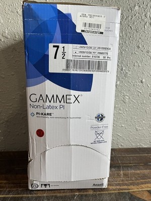 Ansell GAMMEX Non-Latex PI Surgical Gloves Size 7.5 Powder-Free Box of 50 Pairs