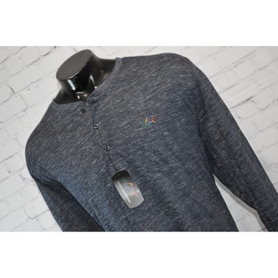 #ad #ad Greg Norman Athletic Henley Mens XXXL Navy Blue Long Sleeve Shark Logo Golf NEW $23.19